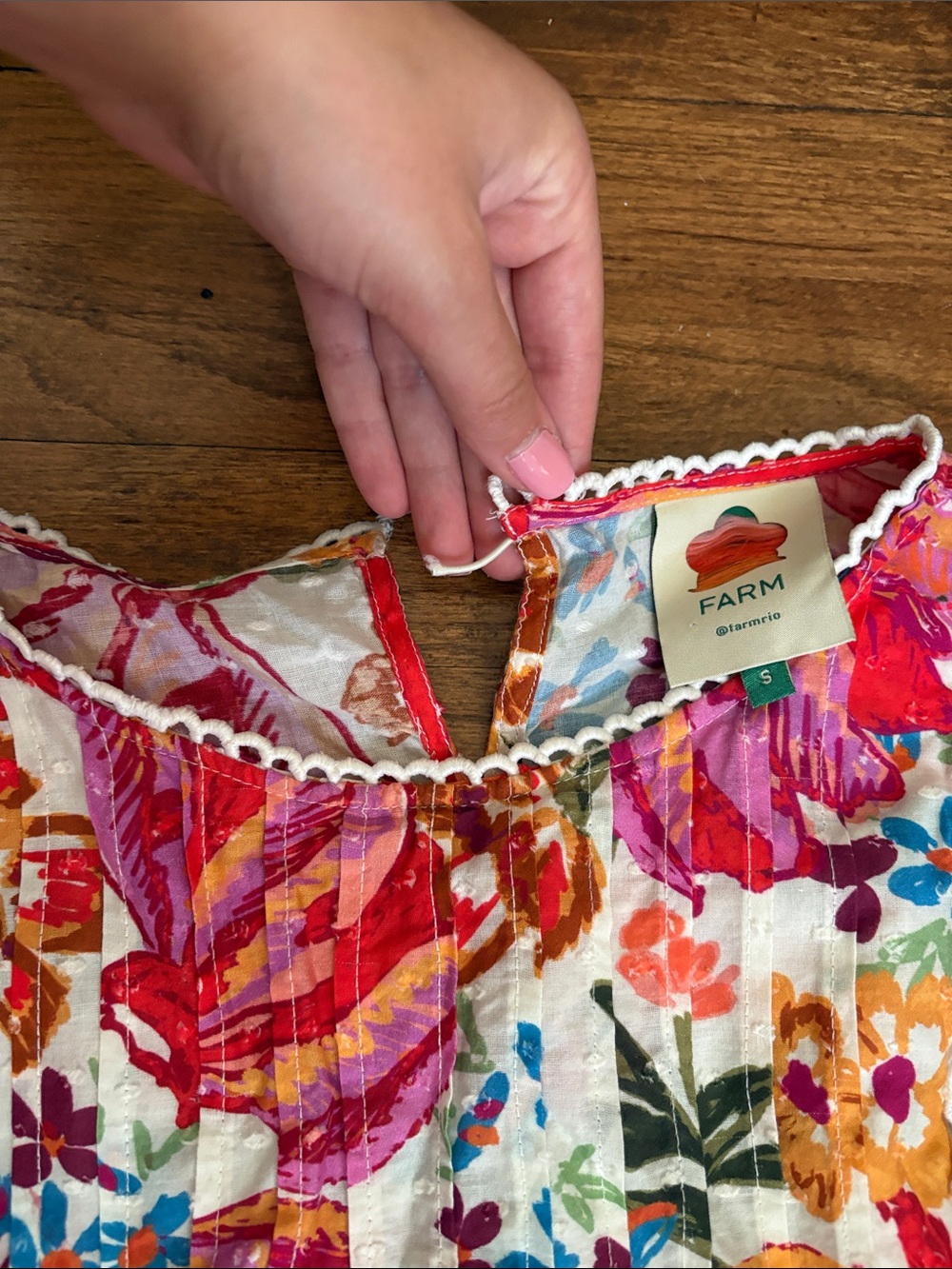 FARM Rio Floral Multicolor Smocked Skirt Set - Pink, Red, Orange, Blue - Picture 3 of 5